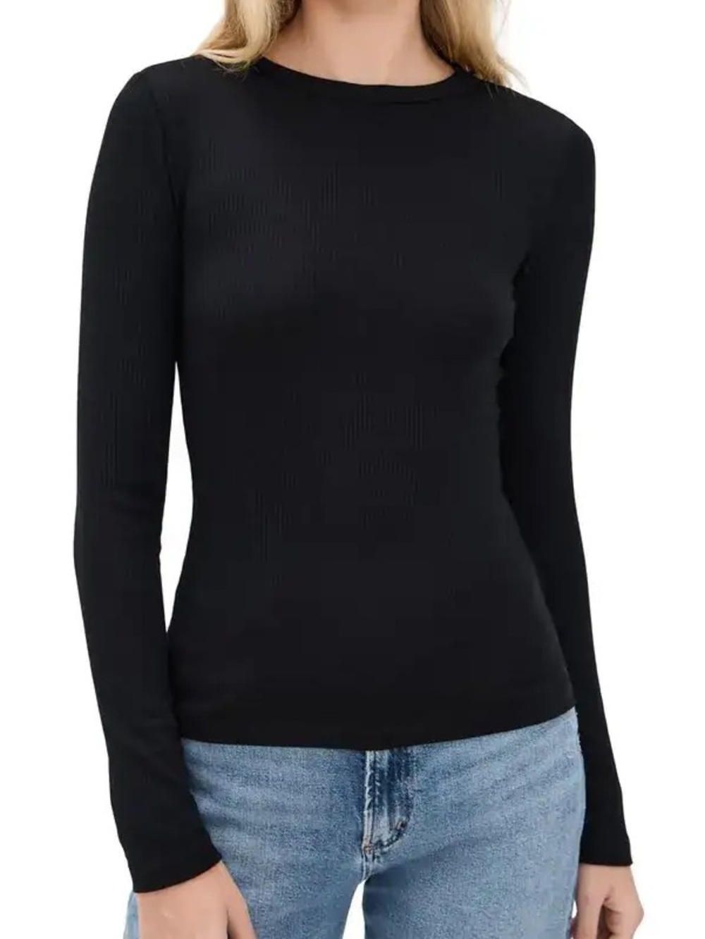 Madewell Black Ribbed Crewneck Top